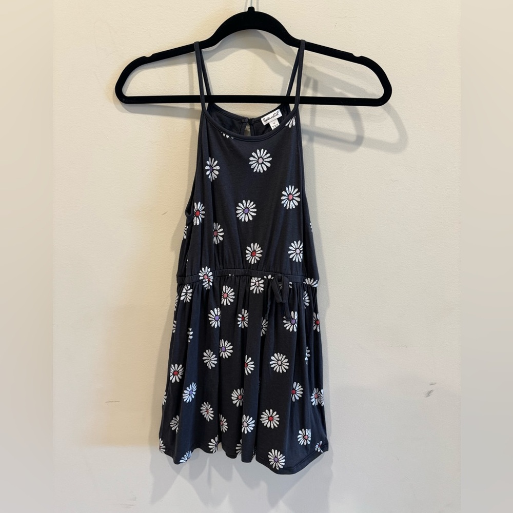 Splendid Girls Floral Drawstring Spaghetti Strap Dress Black Size 12